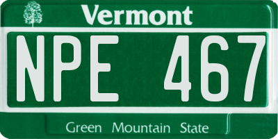 VT license plate NPE467