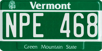 VT license plate NPE468