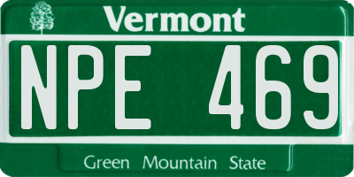 VT license plate NPE469