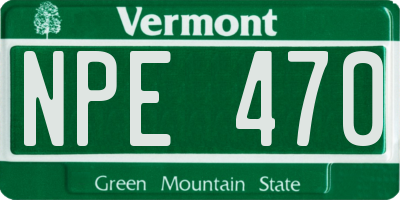 VT license plate NPE470