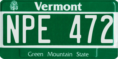 VT license plate NPE472