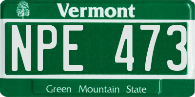 VT license plate NPE473
