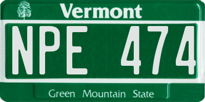 VT license plate NPE474