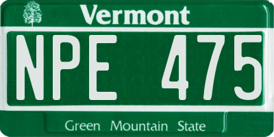 VT license plate NPE475