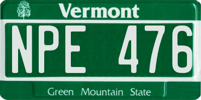 VT license plate NPE476