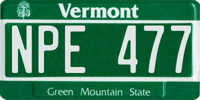 VT license plate NPE477