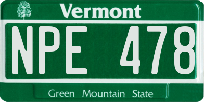 VT license plate NPE478