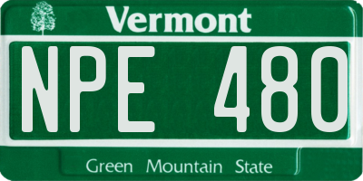 VT license plate NPE480