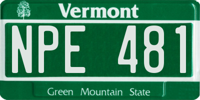 VT license plate NPE481