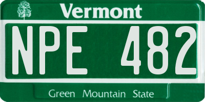 VT license plate NPE482