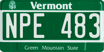 VT license plate NPE483