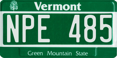 VT license plate NPE485