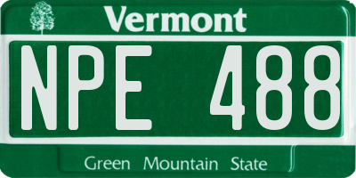 VT license plate NPE488