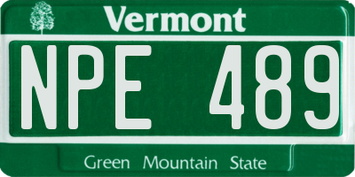 VT license plate NPE489