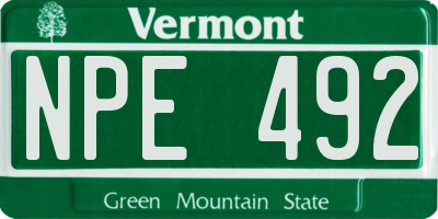 VT license plate NPE492