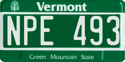 VT license plate NPE493