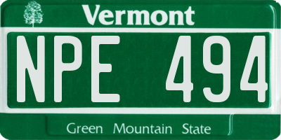 VT license plate NPE494