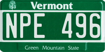 VT license plate NPE496