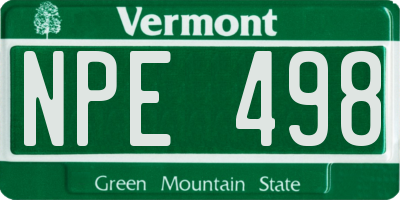 VT license plate NPE498