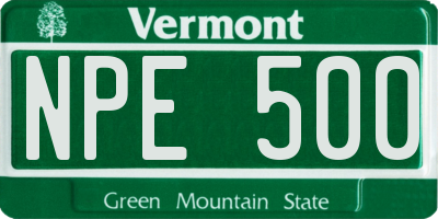 VT license plate NPE500