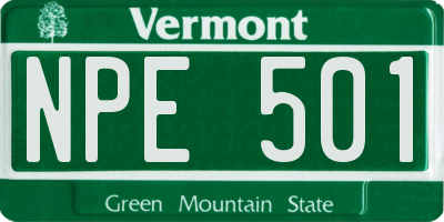 VT license plate NPE501