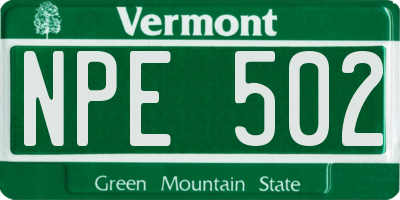 VT license plate NPE502
