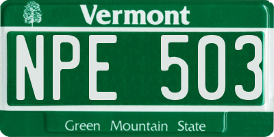 VT license plate NPE503