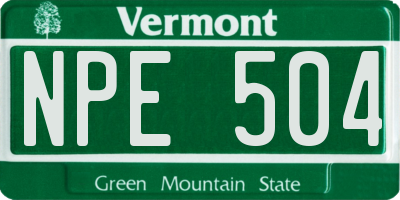 VT license plate NPE504