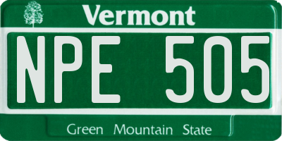 VT license plate NPE505