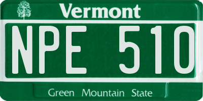 VT license plate NPE510