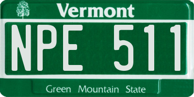 VT license plate NPE511