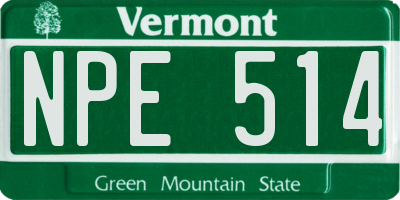 VT license plate NPE514