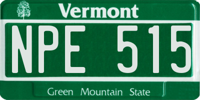 VT license plate NPE515