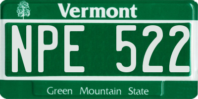 VT license plate NPE522