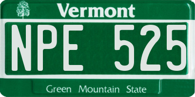 VT license plate NPE525