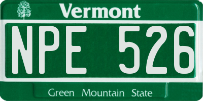 VT license plate NPE526