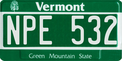 VT license plate NPE532