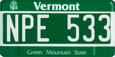 VT license plate NPE533