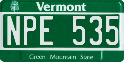 VT license plate NPE535