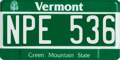 VT license plate NPE536