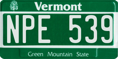 VT license plate NPE539