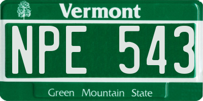 VT license plate NPE543