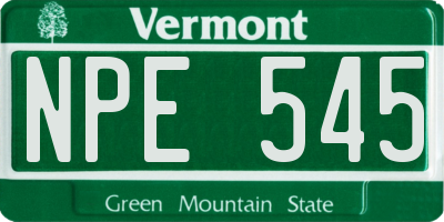 VT license plate NPE545