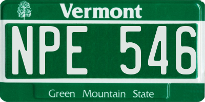 VT license plate NPE546
