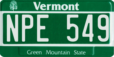 VT license plate NPE549
