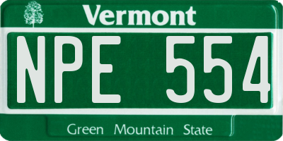 VT license plate NPE554