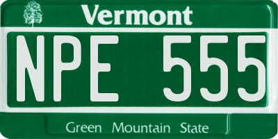 VT license plate NPE555