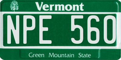 VT license plate NPE560