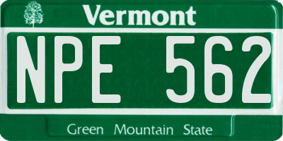VT license plate NPE562