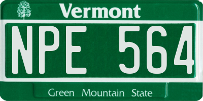 VT license plate NPE564